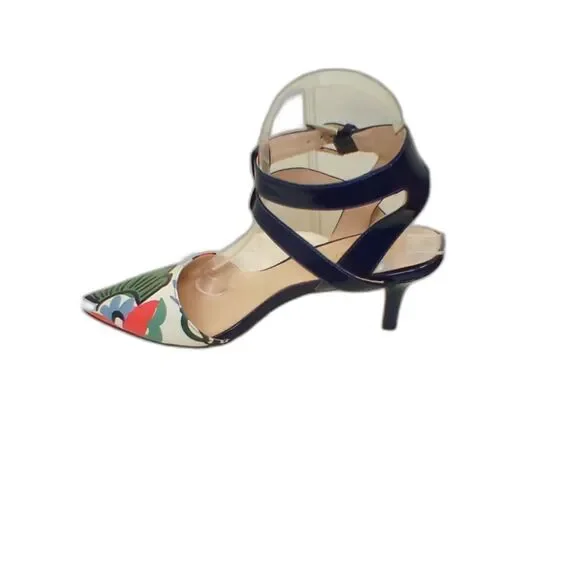 Nine West Pumps Vibrant Size 9M Flower Print Slip On Pointed Toe - Picture 12 of 16